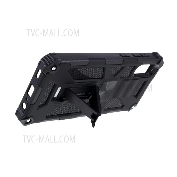 Ударопрочный чехол с подставкой PC TPU для Samsung Galaxy A02/M02 с магнитным металлическим листом - Черный