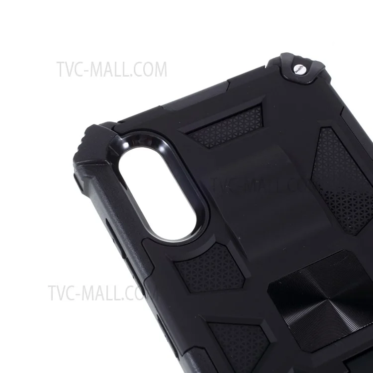 Ударопрочный чехол с подставкой PC TPU для Samsung Galaxy A02/M02 с магнитным металлическим листом - Черный