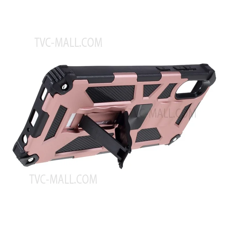 Armor Shockproof Kickstand PC TPU Phone Case with Magnetic Metal Sheet for Samsung Galaxy A02/M02 - Rose Gold