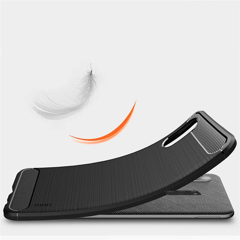 MOFI Carbon Fiber Soft TPU Bagdæksel til Samsung Galaxy M02 / A02 - Rød