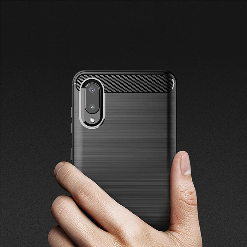 MOFI Carbon Fiber Soft TPU Bagdæksel til Samsung Galaxy M02 / A02 - Rød