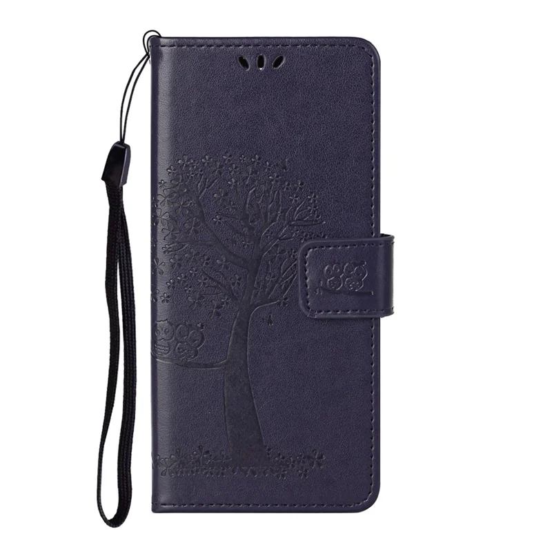 Owl Pattern Printing Design Leather Wallet Phone Cover for Samsung Galaxy A32 4G (EU Version) - Dark Blue