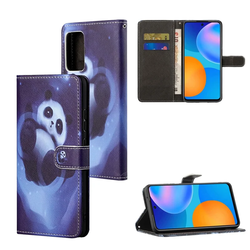 3D Pattern Printing Cross Texture Leather Wallet Stand Case Shell for Samsung Galaxy A32 4G (EU Version) - Panda