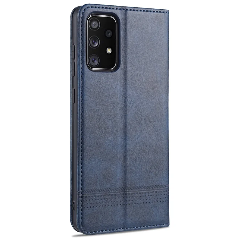 AZNS Auto-absorbed Magnetic Leather Mobile Stand Shell Case with Wallet Design for Samsung Galaxy A52 4G/5G / A52s 5G - Blue