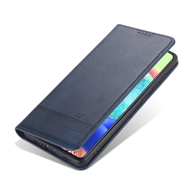 AZNS Auto-absorbed Magnetic Leather Mobile Stand Shell Case with Wallet Design for Samsung Galaxy A52 4G/5G / A52s 5G - Blue