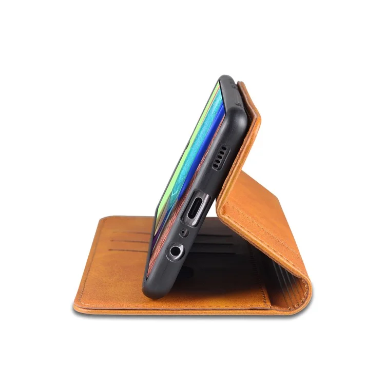 Coque de protection en cuir magnétique auto-absorbante avec design portefeuille pour Samsung Galaxy A52 4G/5G / A52s 5G - Marron