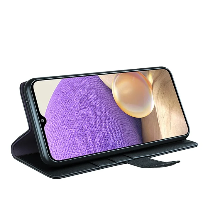 Split Leder Brieftasche Stand Schutzhülle Für Samsung Galaxy A32 5G / M32 5G Handy Shell - Schwarz