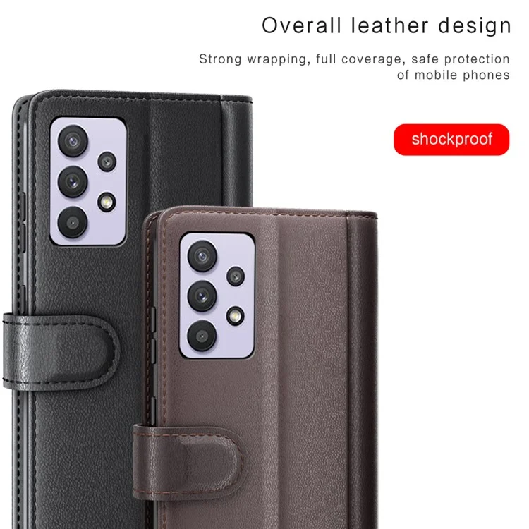 Funda protectora con soporte de billetera de cuero dividido para Samsung Galaxy A32 5G/M32 5G - Marrón