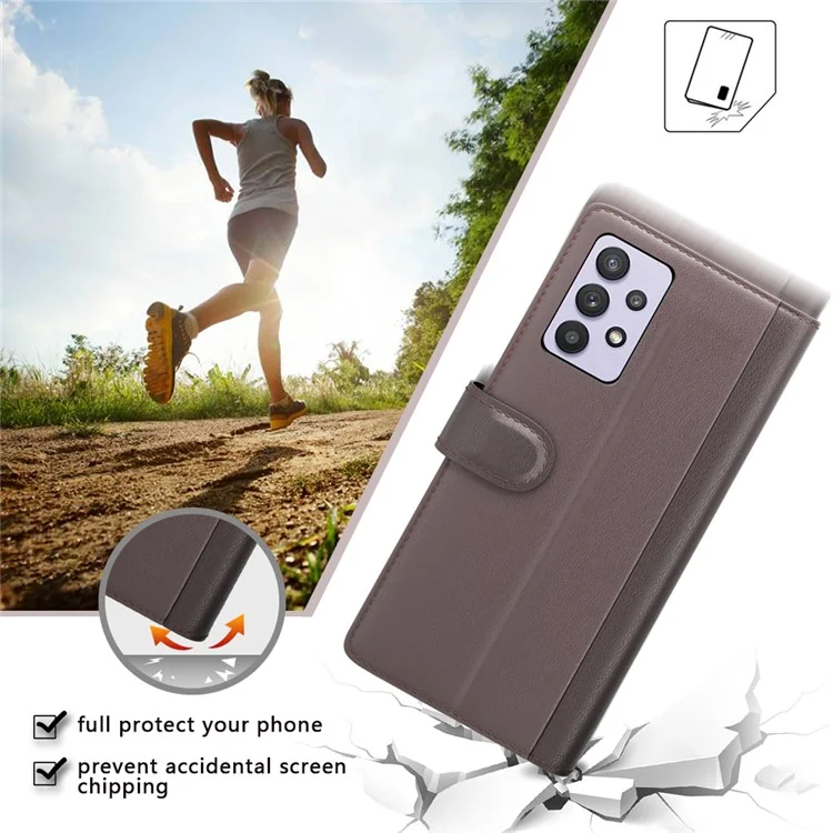 Funda protectora con soporte de billetera de cuero dividido para Samsung Galaxy A32 5G/M32 5G - Marrón