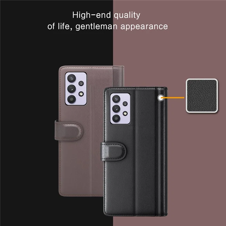 Funda protectora con soporte de billetera de cuero dividido para Samsung Galaxy A32 5G/M32 5G - Marrón