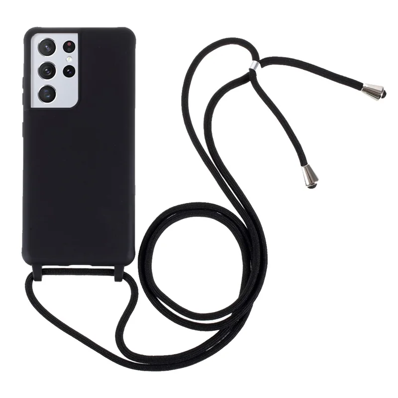 Soft TPU Case with Hanging Rope for Samsung Galaxy S21 Ultra 5G - Black