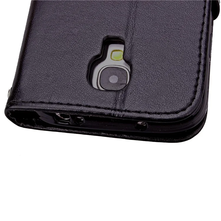 Imprinted Four-leaf Clovers Leather Wallet Cover for Samsung Galaxy S4 mini i9190 - Black