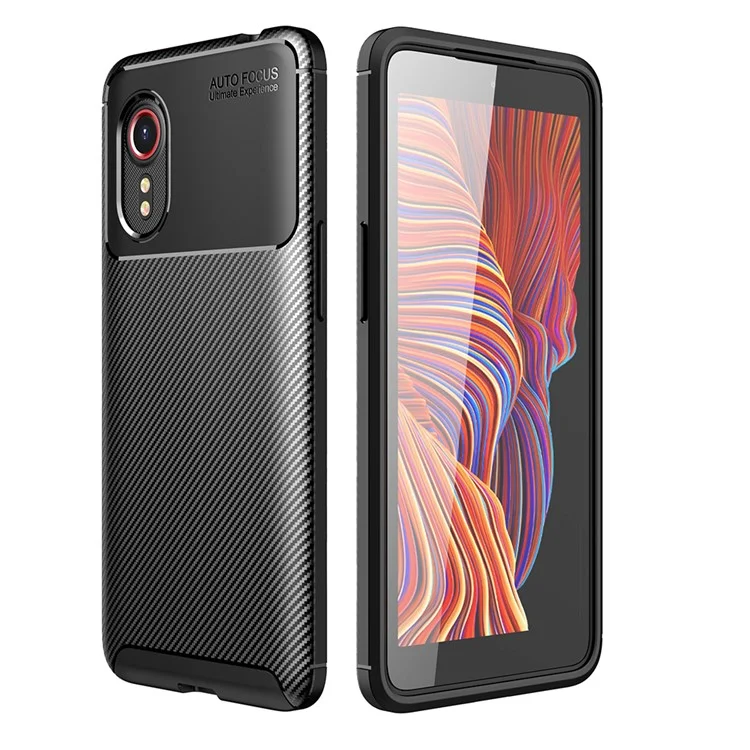 Étui de téléphone en fibre de carbone ultra fin et antichoc pour Samsung Galaxy Xcover 5 - Noir
