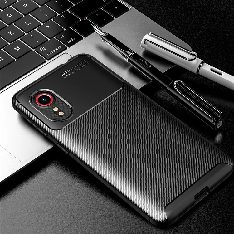 Étui de téléphone en fibre de carbone ultra fin et antichoc pour Samsung Galaxy Xcover 5 - Noir