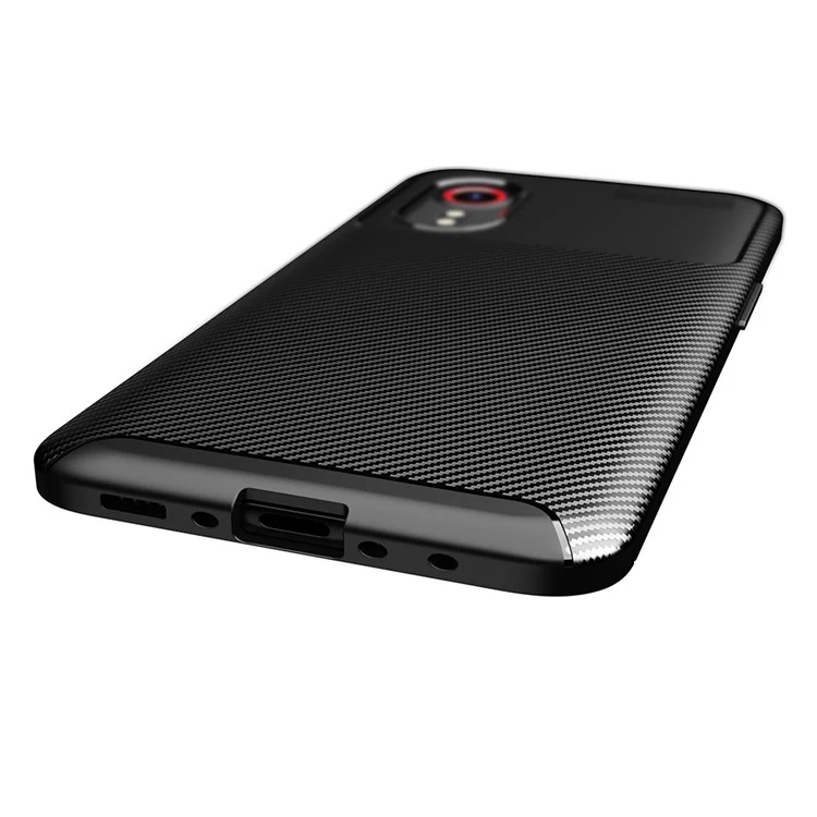 Étui de téléphone en fibre de carbone ultra fin et antichoc pour Samsung Galaxy Xcover 5 - Noir