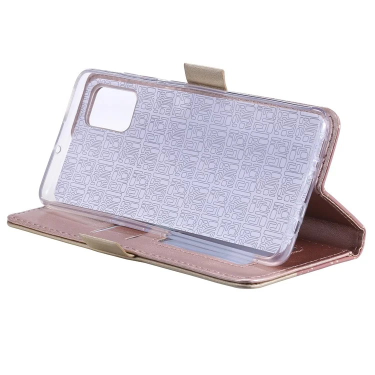 Custodia Per Copertina in Pelle Con Cerniera Per la Pelle di Fiore in Pizzo Per Samsung Galaxy A52 4G/5G / A52s 5G - Oro Rosa