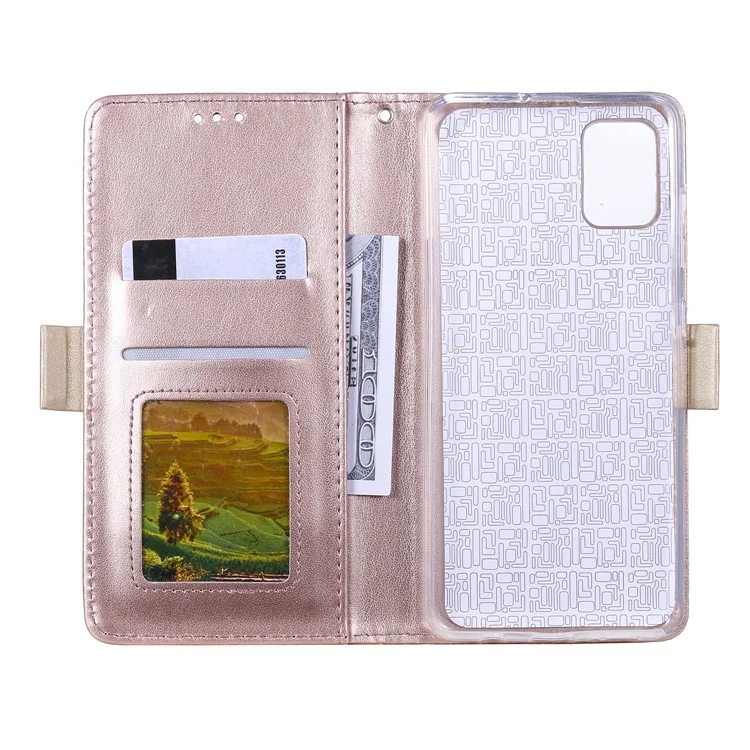 Étui en cuir avec fermeture Éclair, Fleur en Dentelle et Support pour Samsung Galaxy A52 4G/5G / A52s 5G - Or Rose