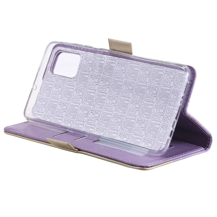 Custodia Per Copertina in Pelle Con Cerniera Per la Pelle di Fiore in Pizzo Per Samsung Galaxy A52 4G/5G / A52s 5G - Viola