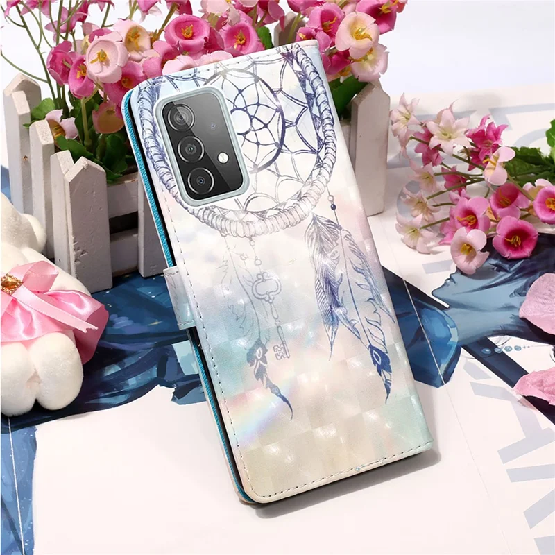3D Pattern Printing PU Leather Wallet Stand Phone Case Shell for Samsung Galaxy A52 4G / 5G / A52s 5G - Dreamy Wind Chime