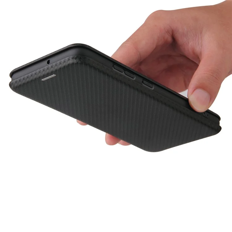 Auto-absorbed Stand Carbon Fiber Texture Leather Shell Cover para Samsung Galaxy A32 4G (Versão EU) - Preto