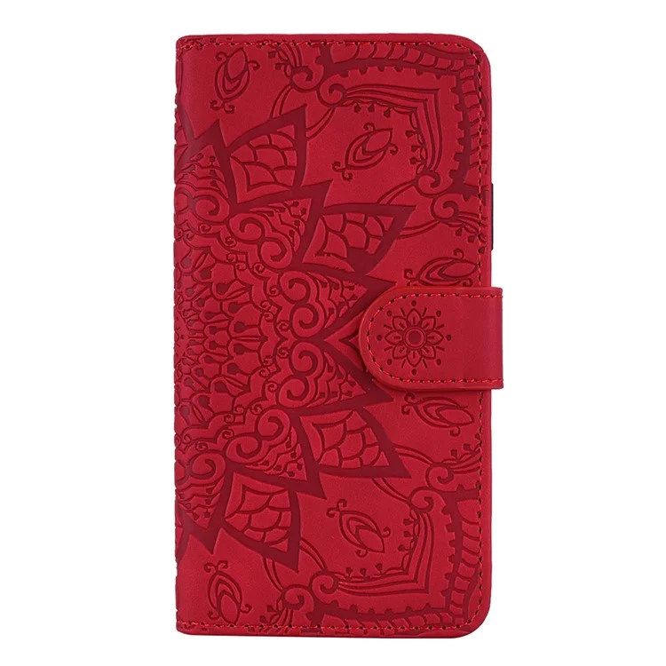Imprint Flower Wallet Stand Leather Case for Samsung Galaxy A52 4G/5G / A52s 5G - Red