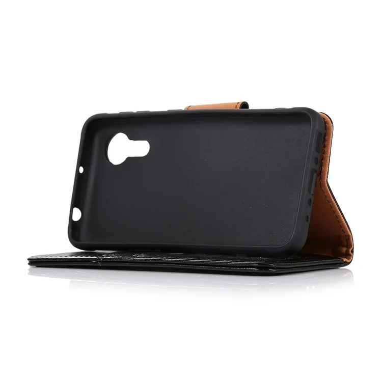 Nappa Texture Split Leather Phone Case Shell Wallet Stand for Samsung Galaxy Xcover 5 - Black