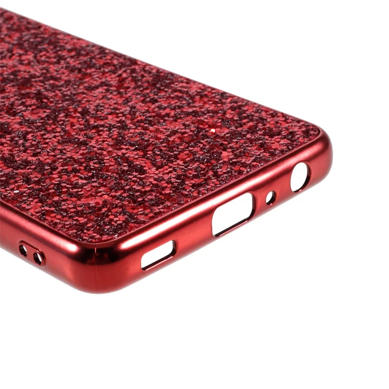 Glittering Sequins Design Plated TPU Frame + PC Hybrid Cover Case for Samsung Galaxy A52 4G/5G / A52s 5G - Wine Red
