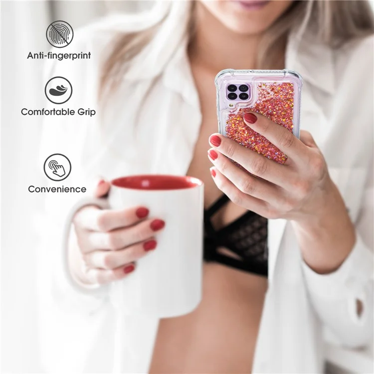 Glitter Pulver Quicksand TPU-Schutzhülle für Samsung Galaxy A12 - Roségold