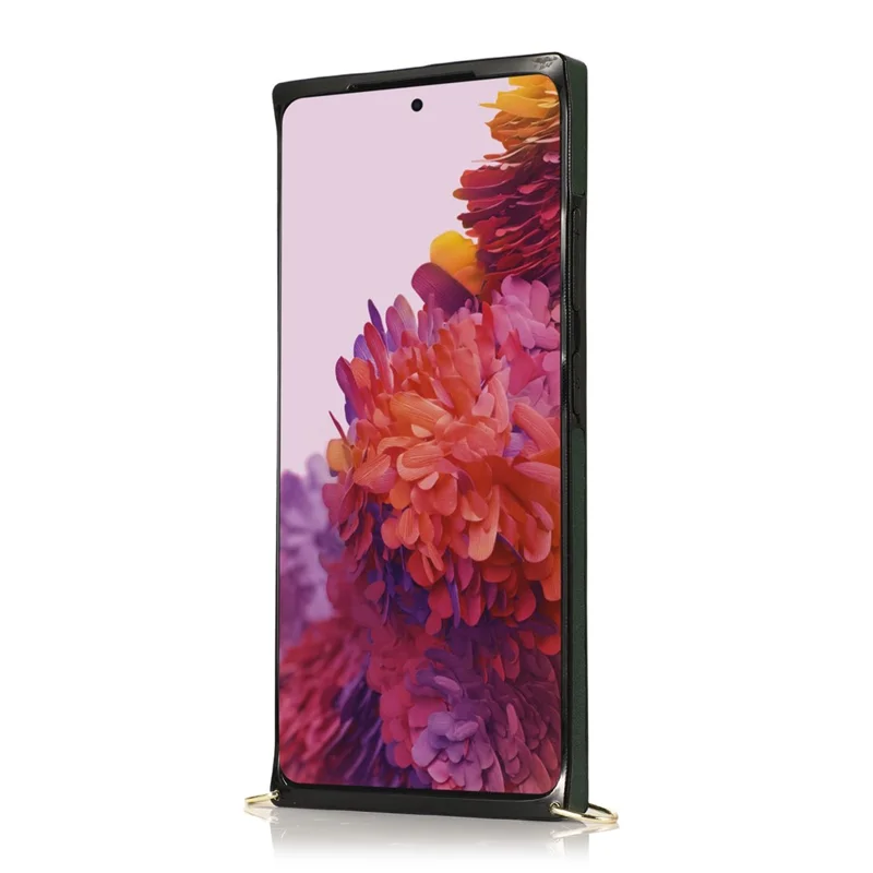 Handlås med vinklingsdesign av PU-läder med pålaminerad TPU-skal + kortfack till Samsung Galaxy S21 Ultra 5G - Grön