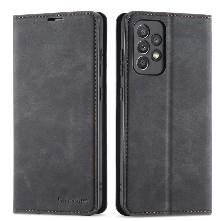 Forwenw Fantasy Series Skin Feeling Leather Case Para Samsung Galaxy A72 5G / 4G - Negro
