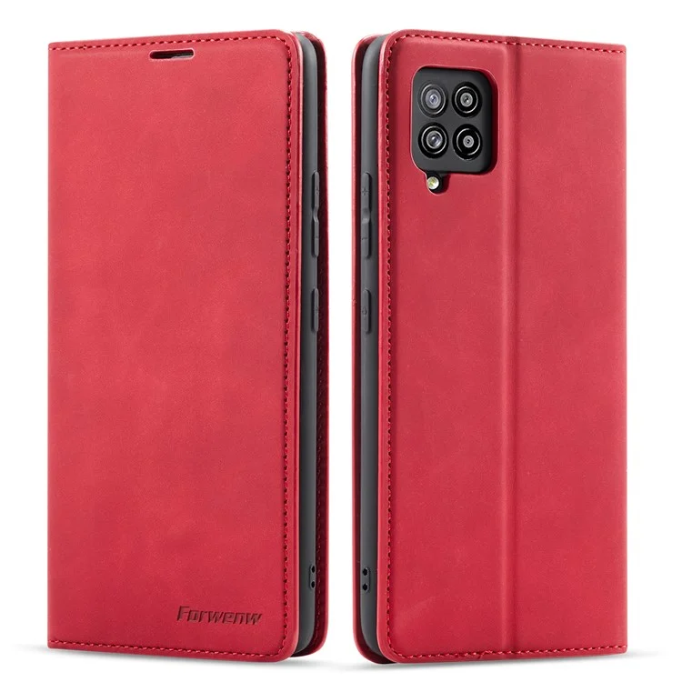 FORWENW Fantasy Series Skin Feeling Custodia In Pelle Per Samsung Galaxy A12 - Rosso