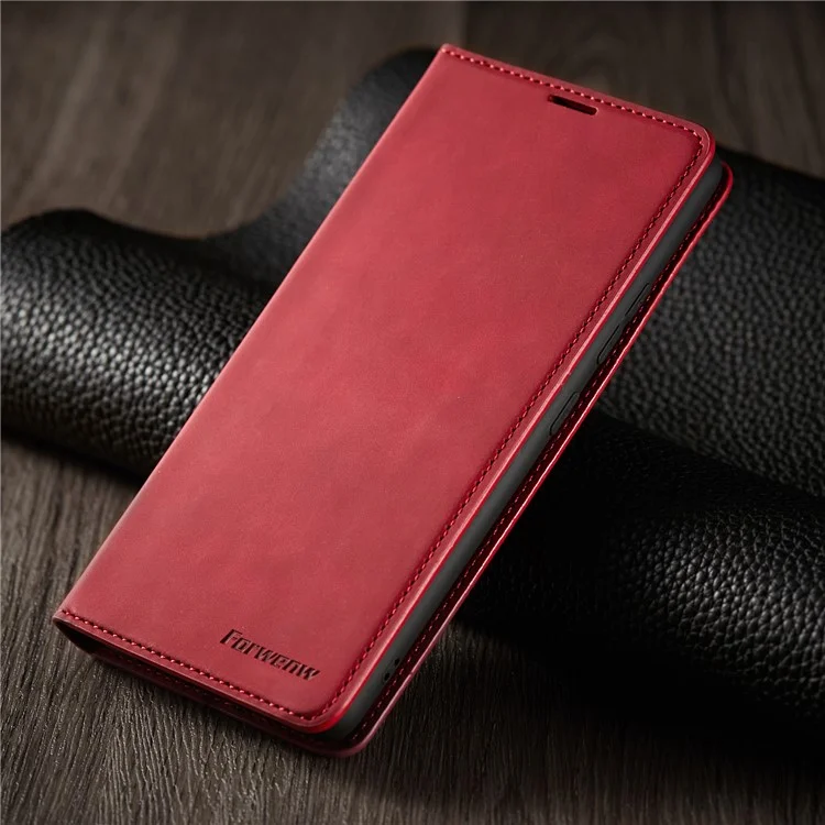 FORWENW Fantasy Series Skin Feeling Custodia In Pelle Per Samsung Galaxy A12 - Rosso