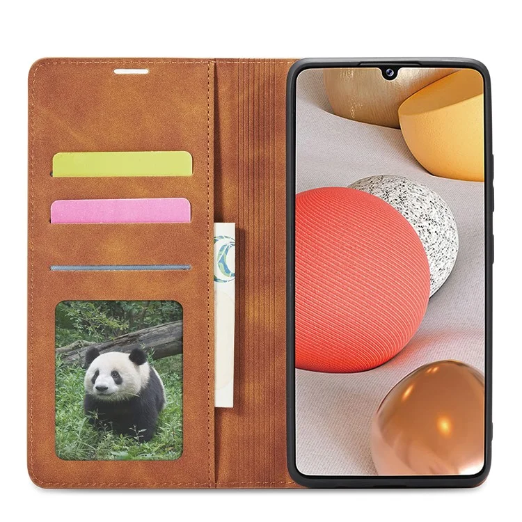 FORWENW Fantasy Series Skin Feeling Leather Case for	 Samsung Galaxy A12 - Brown