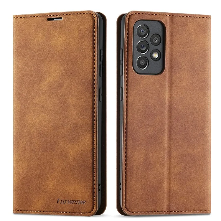 FORWENW Fantasy Series Skin Feeling Leather Case for Samsung Galaxy A52 4G/5G / A52s 5G - Brown