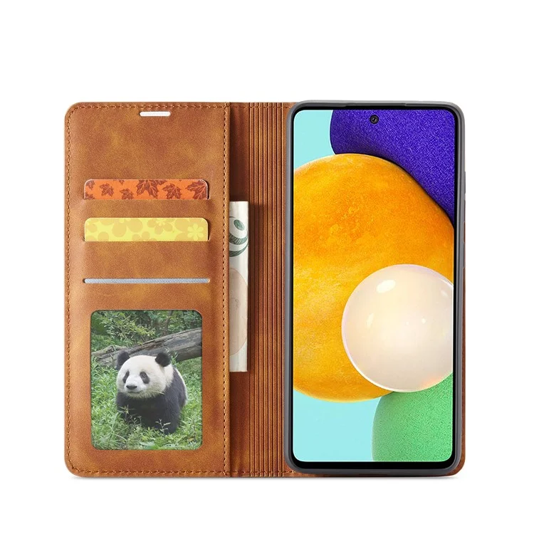 FORWENW Fantasy Series Skin Feeling Leather Case for Samsung Galaxy A52 4G/5G / A52s 5G - Brown
