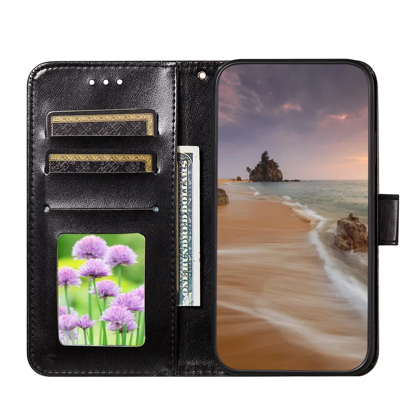 Dual-sided Magnetic Clasp Leather Wallet Stand Phone Case Shell for Samsung Galaxy A32 4G (EU Version) - Black