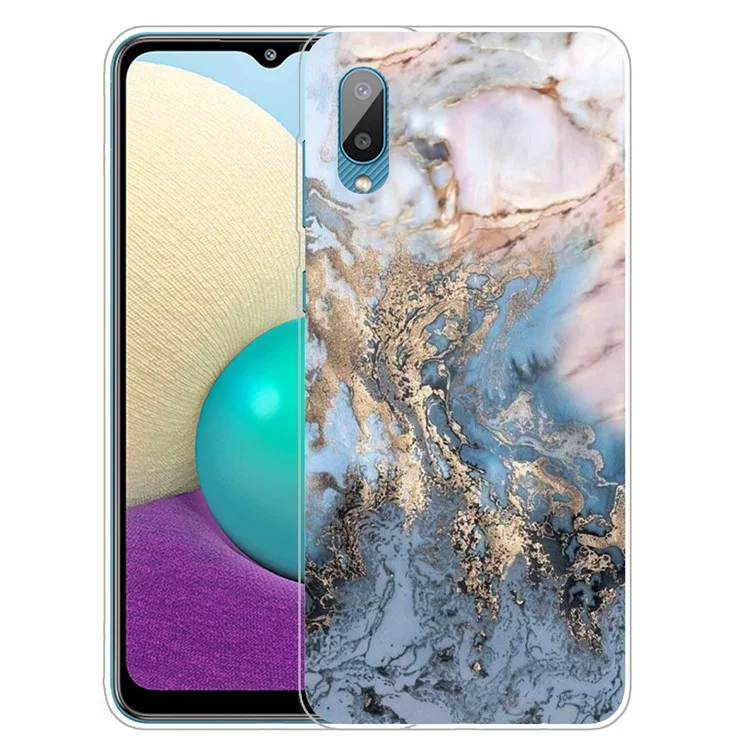 Marble Pattern Soft TPU Mobile Phone Back Case Cover Protector for Samsung Galaxy M02 / A02 - Style D