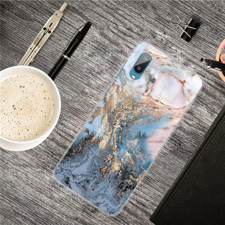 Marble Pattern Soft TPU Mobile Phone Back Case Cover Protector for Samsung Galaxy M02 / A02 - Style D