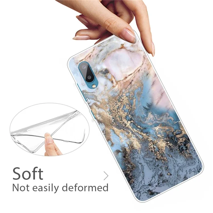 Marble Pattern Soft TPU Mobile Phone Back Case Cover Protector for Samsung Galaxy M02 / A02 - Style D