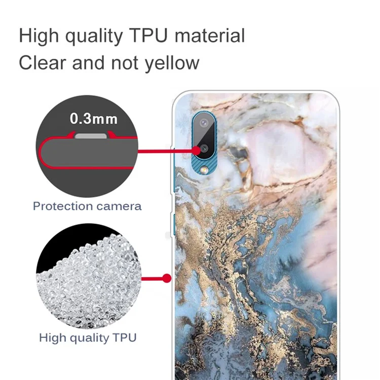 Marble Pattern Soft TPU Mobile Phone Back Case Cover Protector for Samsung Galaxy M02 / A02 - Style D