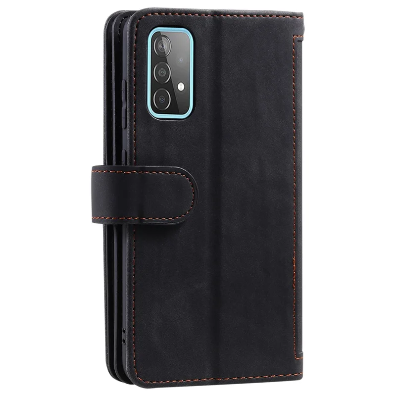 Leder beschichtetes TPU-Brieftaschenetui mit Ständer für 9 Kartenfächer, Schutzhülle für Samsung Galaxy A72 5G / 4G - Schwarz