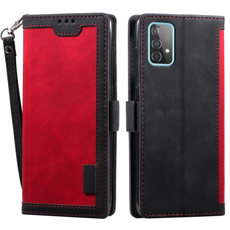Portafoglio in stile vintage con tecnologia di giunzione, custodia in pelle con supporto per telefono per Samsung Galaxy A72 5G / 4G - Rosso