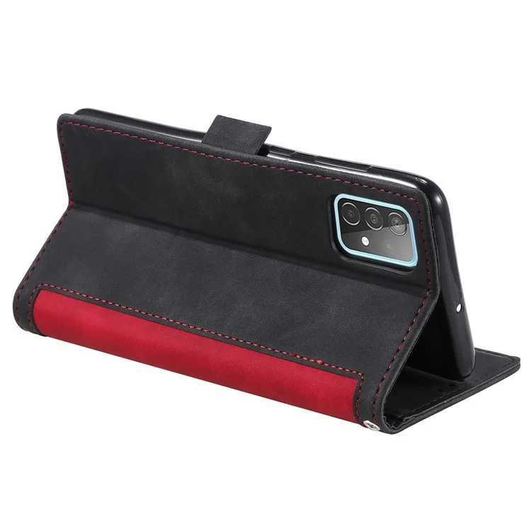 Portafoglio in stile vintage con tecnologia di giunzione, custodia in pelle con supporto per telefono per Samsung Galaxy A72 5G / 4G - Rosso