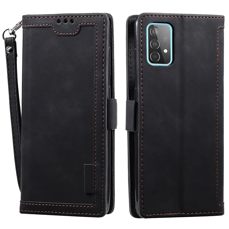 Vintage Spleißstil Wallet Stand Leder Flip Phone Case Für Samsung Galaxy A52 4G/5G / A52s 5g - Schwarz