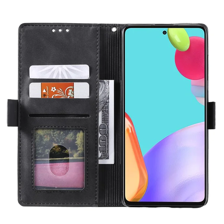 Vintage Spleißstil Wallet Stand Leder Flip Phone Case Für Samsung Galaxy A52 4G/5G / A52s 5g - Schwarz