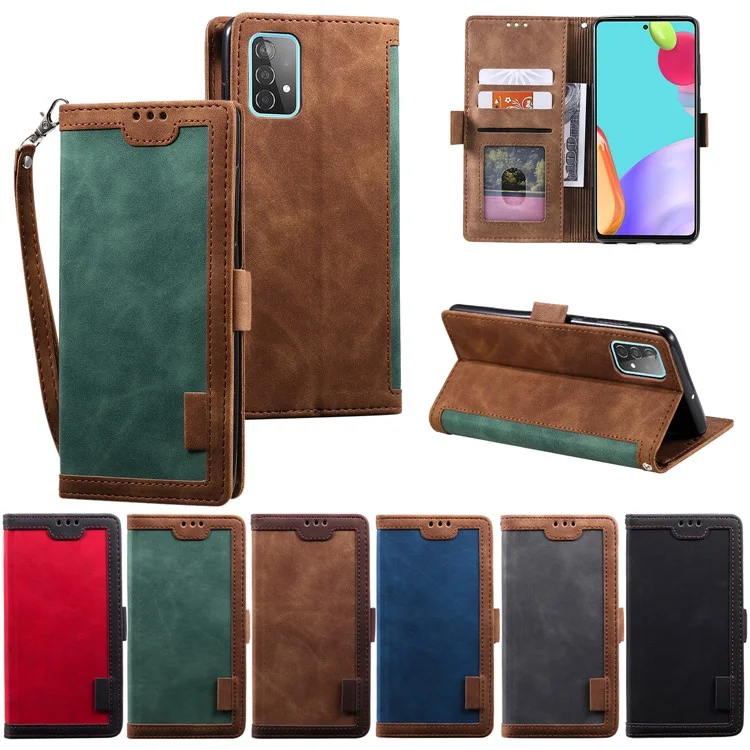Vintage Spleißstil Wallet Stand Leder Flip Phone Case Für Samsung Galaxy A52 4G/5G / A52s 5g - Schwarz