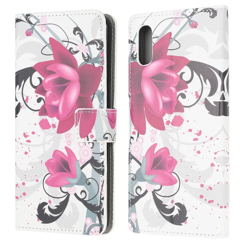 Pattern Printing Leather Protective Cover Wallet Stand Phone Shell for Samsung Galaxy Xcover 5 - Rose Flower