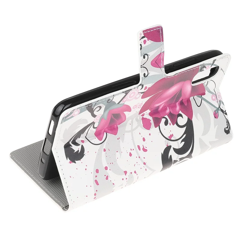 Pattern Printing Leather Protective Cover Wallet Stand Phone Shell for Samsung Galaxy Xcover 5 - Rose Flower