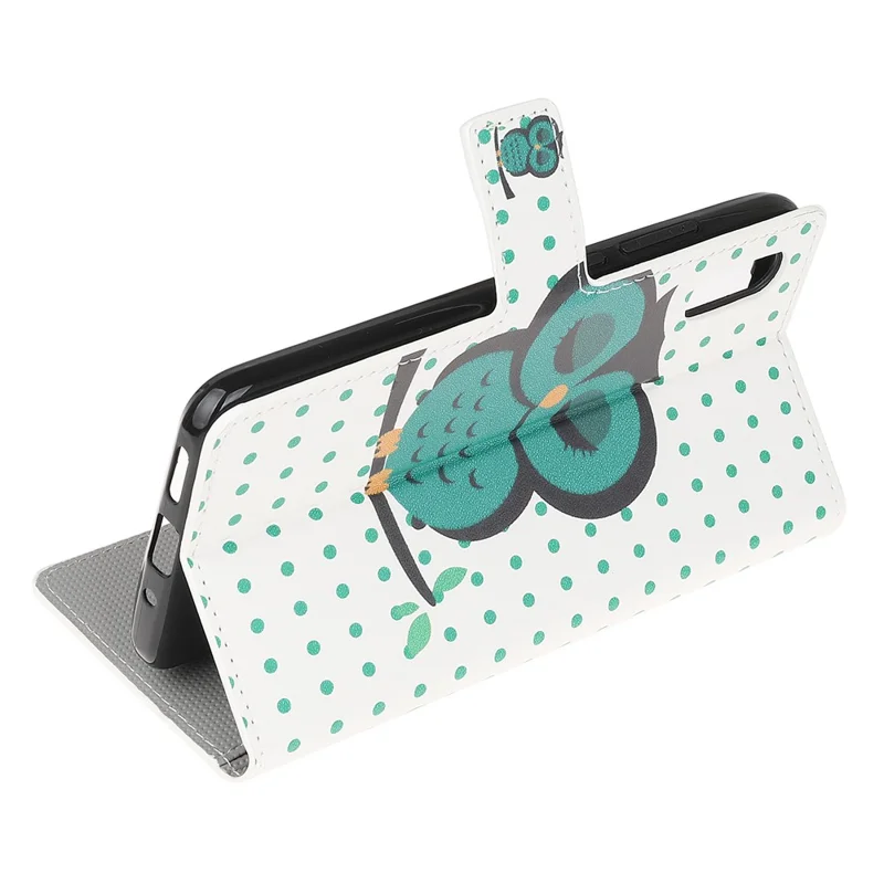 Pattern Printing Leather Protective Cover Wallet Stand Phone Shell for Samsung Galaxy Xcover 5 - Green Owl