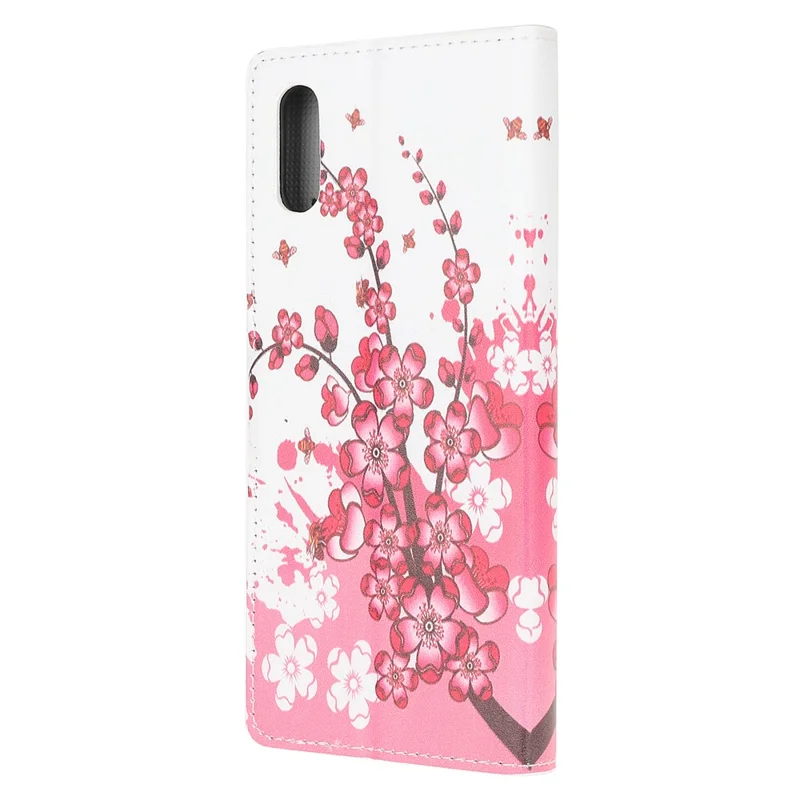 Pattern Printing Leather Protective Cover Wallet Stand Phone Shell for Samsung Galaxy Xcover 5 - Pink Flower